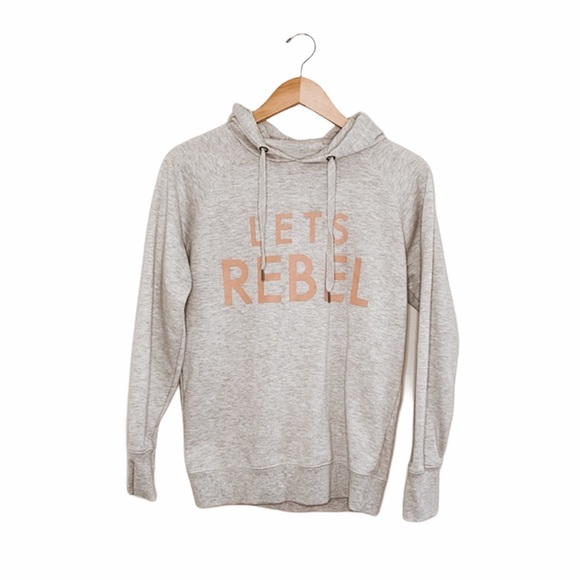 Cotton On Tops - Cotton On Let’s Rebel Grey Hoodie Sweatshirt